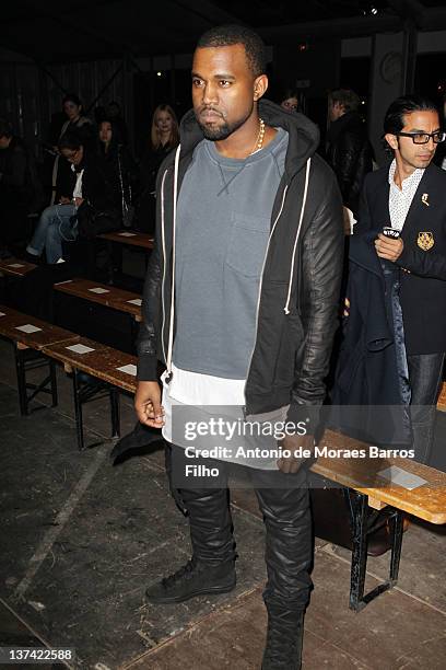 Kanye West attends the Givenchy Menswear Autumn/Winter 2013 show as part of Paris Fashion Week on January 20, 2012 in Paris, France.