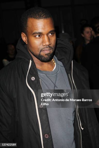 Kanye West attends the Givenchy Menswear Autumn/Winter 2013 show as part of Paris Fashion Week on January 20, 2012 in Paris, France.