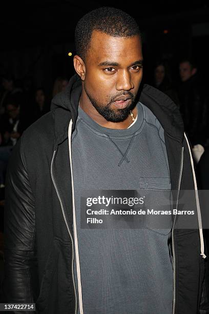 Kanye West attends during the Givenchy Menswear Autumn/Winter 2013 show as part of Paris Fashion Week on January 20, 2012 in Paris, France.