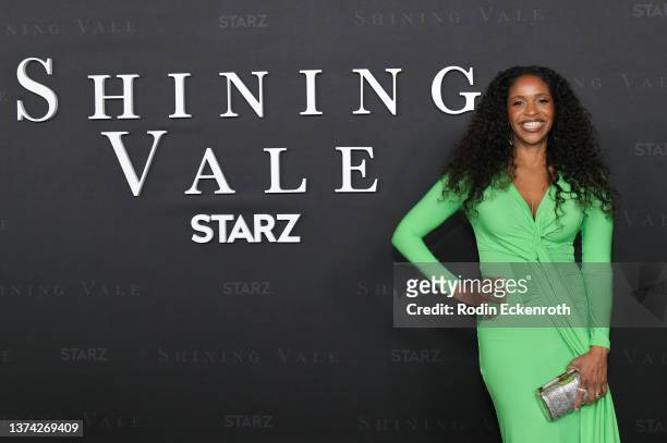 Merrin Dungey attends the premiere of STARZ "Shining Vale" at TCL Chinese Theatre on February 28, 2022 in Hollywood, California.