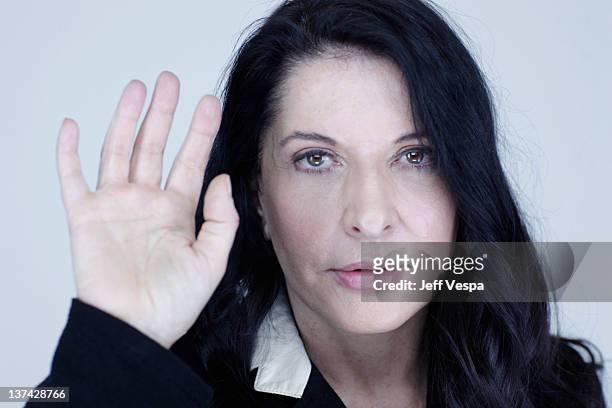 Artist Marina Abramovic poses for a portrait during the 2012 Sundance Film Festival at the WireImage Portrait Studio at T-Mobile Village at the Lift...