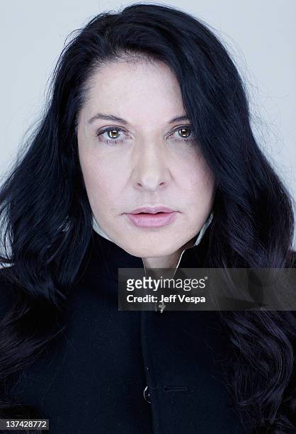 Artist Marina Abramovic poses for a portrait during the 2012 Sundance Film Festival at the WireImage Portrait Studio at T-Mobile Village at the Lift...