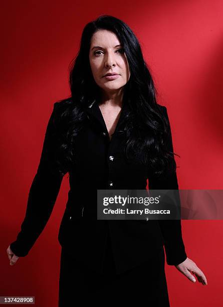 Performance artist Marina Abramovic poses for a portrait during the 2012 Sundance Film Festival at the Getty Images Portrait Studio at T-Mobile...