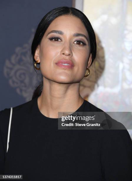 Julia Jones arrives at the Premiere Of STARZ "Shining Vale" at TCL Chinese Theatre on February 28, 2022 in Hollywood, California.