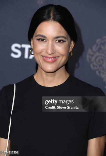 Julia Jones arrives at the Premiere Of STARZ "Shining Vale" at TCL Chinese Theatre on February 28, 2022 in Hollywood, California.