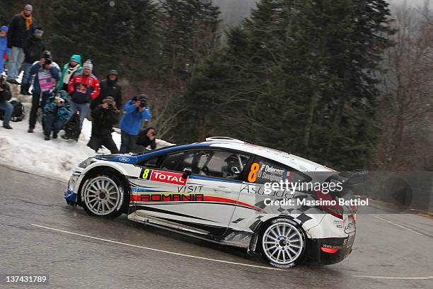 Francois Delecour of France and Dominique Savignoni of France compete in their M-Sport Ford WRT Ford Fiesta RS WRC during day three of the WRC Rallye...