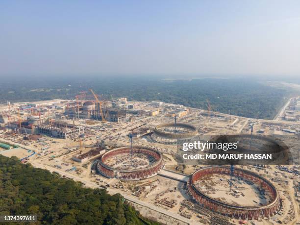 under construction site of ruppur nuclear power plant at ishwardi, bangladesh. - uranium mine stock pictures, royalty-free photos & images