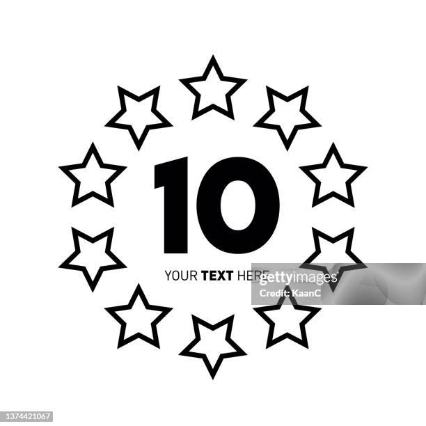 illustrazioni stock, clip art, cartoni animati e icone di tendenza di modello moderno di logo dell'anniversario isolato, etichetta dell'icona dell'anniversario, illustrazione del simbolo dell'anniversario - numero 10