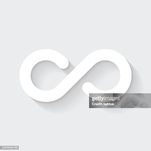 infinity. icon with long shadow on blank background - flat design - endless loop stock illustrations