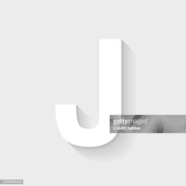 stockillustraties, clipart, cartoons en iconen met letter j. icon with long shadow on blank background - flat design - letter j