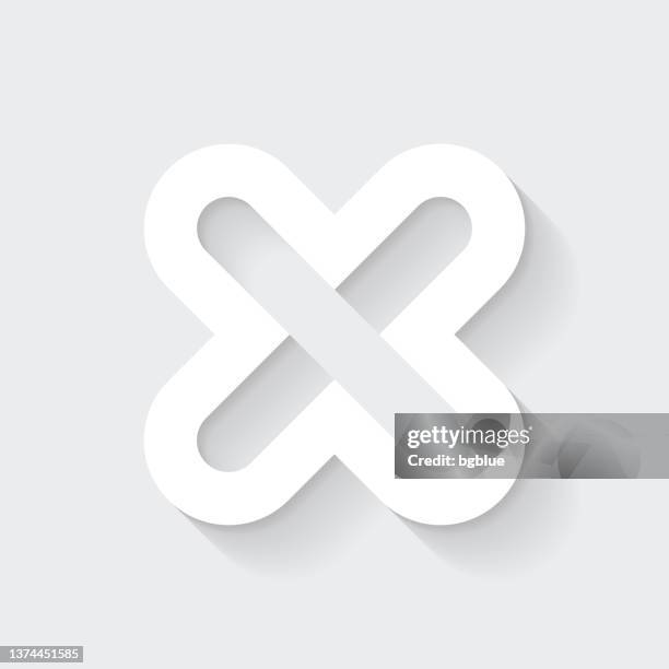 cross mark. icon with long shadow on blank background - flat design - refusing stock illustrations