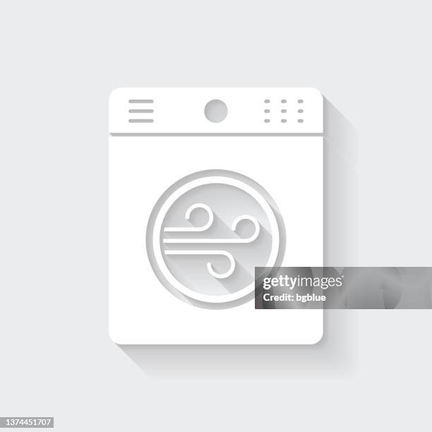 tumble dryer. icon with long shadow on blank background - flat design - laundry machine stock illustrations