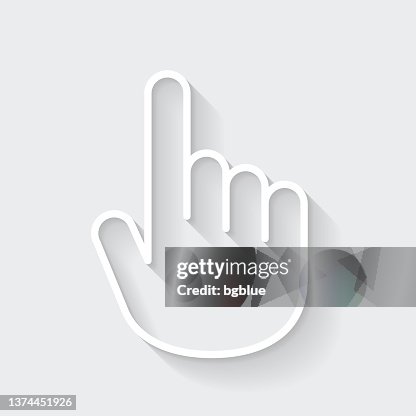 Hand cursor - pointer. Icon with long shadow on blank background - Flat Design Hand cursor - pointer. Icon with long shadow on blank background - Flat Design