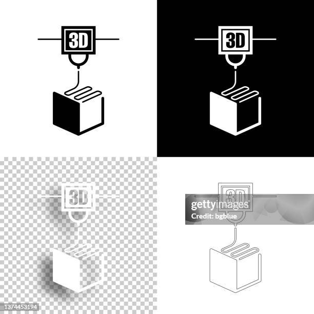 stockillustraties, clipart, cartoons en iconen met 3d printer. icon for design. blank, white and black backgrounds - line icon - 3d printen factory