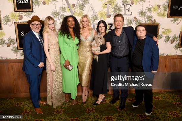 Jeff Astrof, Gus Birney, Merrin Dungey, Mira Sorvino, Courteney Cox, Greg Kinnear, and Dylan Gage attend the "Shining Vale" Global Premiere Event And...