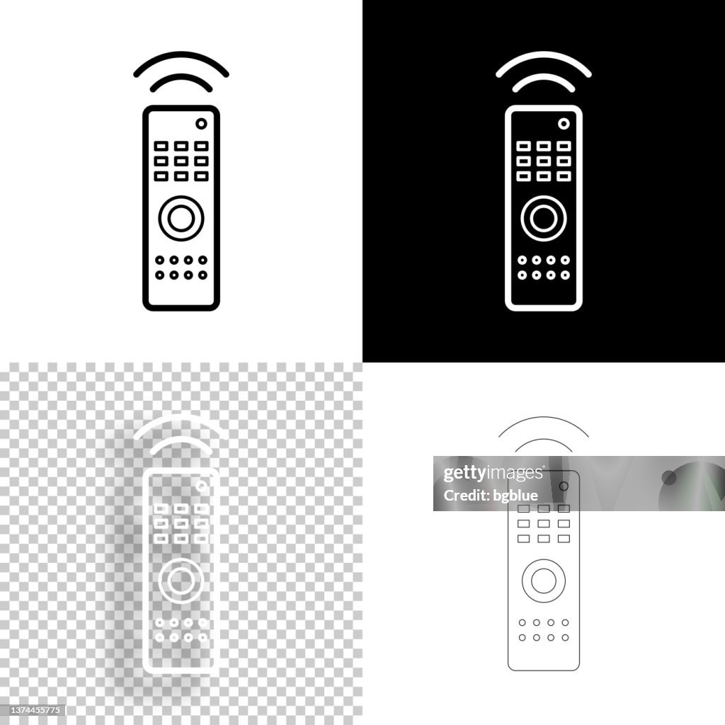 Remote control. Icon for design. Blank, white and black backgrounds - Line icon