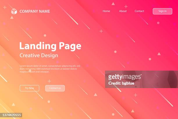 ilustrações de stock, clip art, desenhos animados e ícones de landing page template - abstract design with geometric shapes - trendy orange gradient - blank page