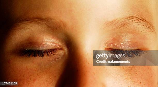 eyes shut - sleeping eyes stock pictures, royalty-free photos & images