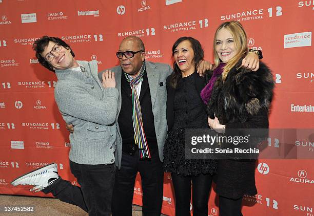 Andy Samberg, Quincy Jones, Rashida Jones and Peggy Lipton arrive at "Celeste And Jesse Forever" at the Eccles Center Theatre during the 2012...