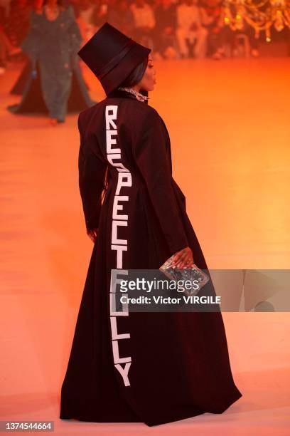 Naomi Campbell walks the runway during the Off White Ready to Wear Fall/Winter 2022-2023 fashion show as part of the Paris Fashion Week on February...