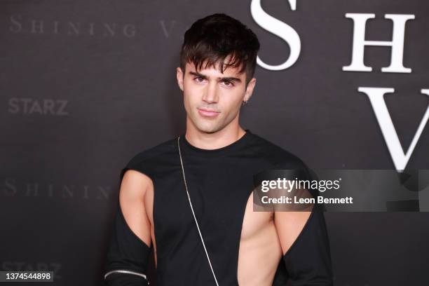 Max Ehrich attends premiere of STARZ "Shining Vale" - red carpet at TCL Chinese Theatre on February 28, 2022 in Hollywood, California.