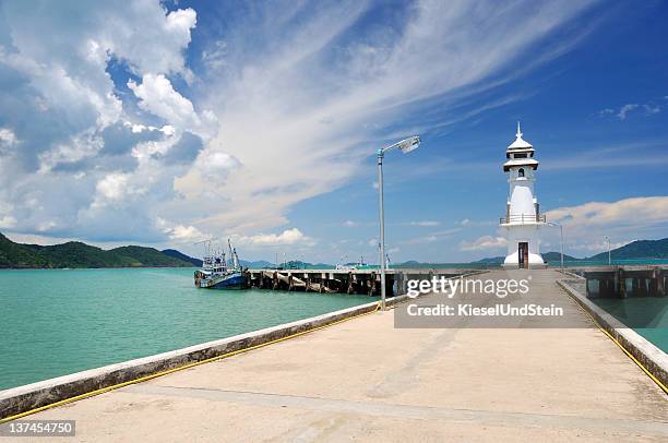pier in bangbao (koh chang) - koh chang stock pictures, royalty-free photos & images