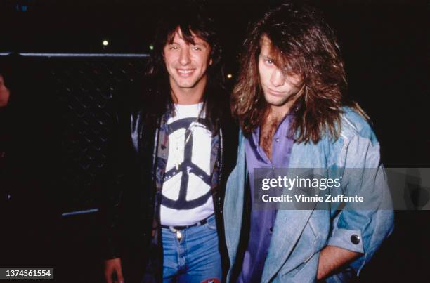 American guitarist Richie Sambora and American singer, songwriter and guitarist Jon Bon Jovi attend the 'Amnesty International Presents 'Human Rights...