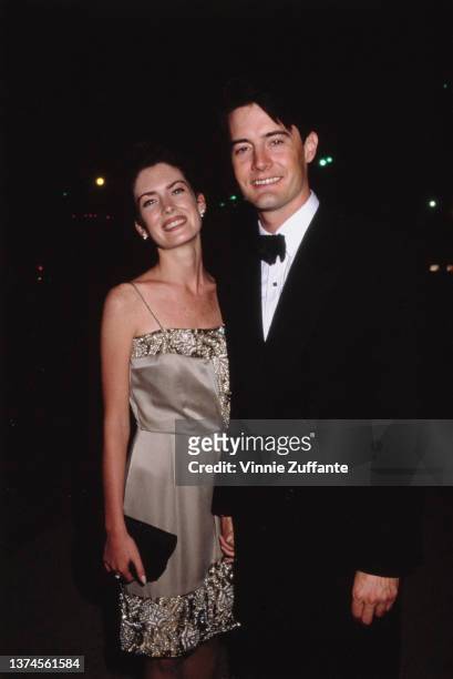 American actress Lara Flynn Boyle and her partner, American actor Kyle MacLachlan attend the 42nd Annual Primetime Emmy Awards, held at the Pasadena...