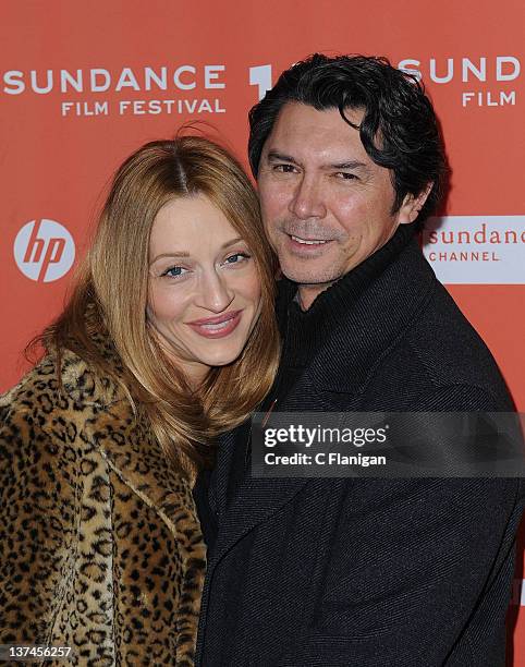 Filmmaker Lou Diamond Phillips and Yvonne Marie Boismier attend the 'Filly Brown' premiere held at the Library Center Theatre during the 2012...