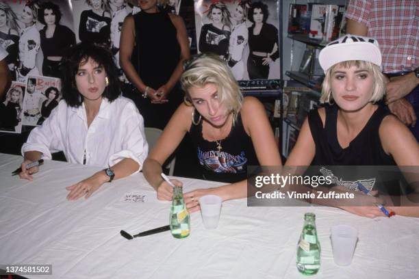 British pop group Bananarama attend an in-store signing for the band's album 'True Confessions' at a branch of Wherehouse Records in Los Angeles,...