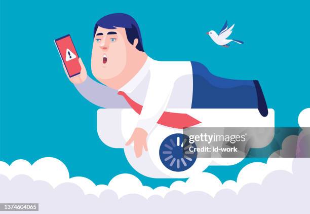 illustrations, cliparts, dessins animés et icônes de homme d’affaires allongé sur le cloud et attendant le téléchargement des données - allongé sur le devant