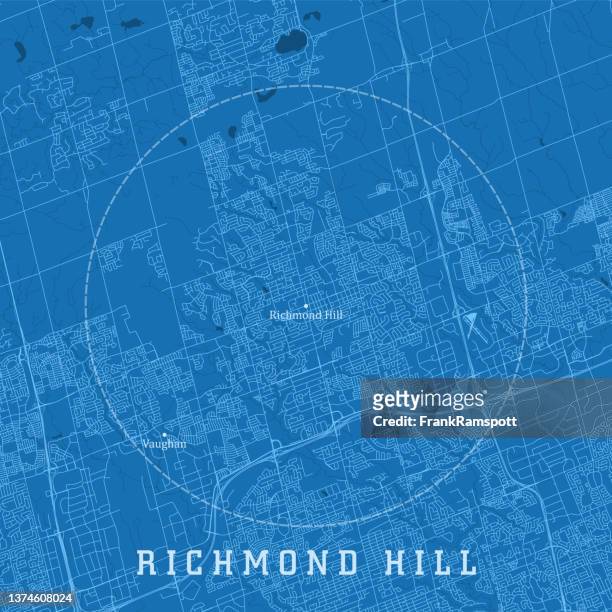 bildbanksillustrationer, clip art samt tecknat material och ikoner med richmond hill on city vector road map blue text - toronto