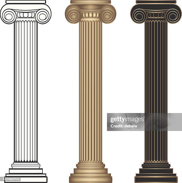 ionic columns - architectural column stock illustrations