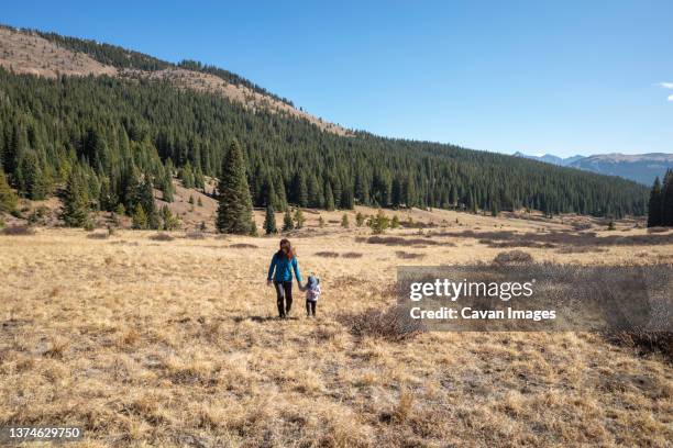 mother and daughter hiking in the wilderness, colorado - vail colorado stock pictures, royalty-free photos & images