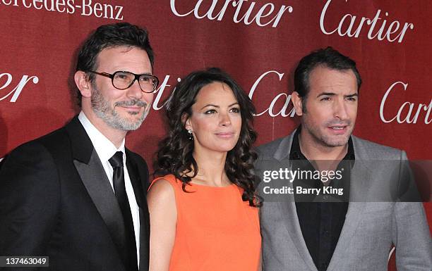 Michel Hazanavicius, actress Berenice Bejo and actor Jean Dujardin arrive at the 23rd Annual Palm Springs International Film Festival Awards Gala at...