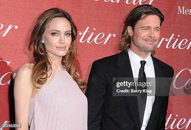 Actors Angelina Jolie and Brad Pitt arrive at the 23rd Annual Palm Springs International Film Festival Awards Gala at Palm Springs Convention Center...