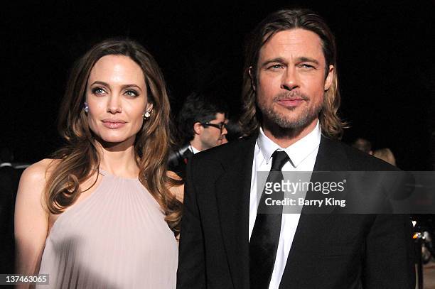 Actors Angelina Jolie and Brad Pitt arrive at the 23rd Annual Palm Springs International Film Festival Awards Gala at Palm Springs Convention Center...