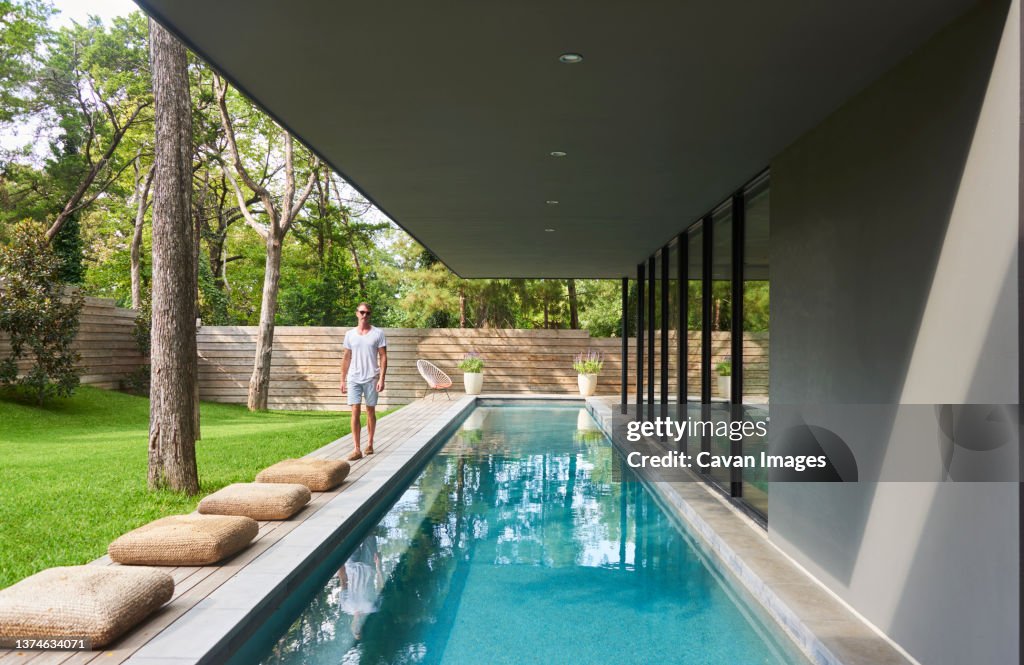 Poolside with Male Model at His Home