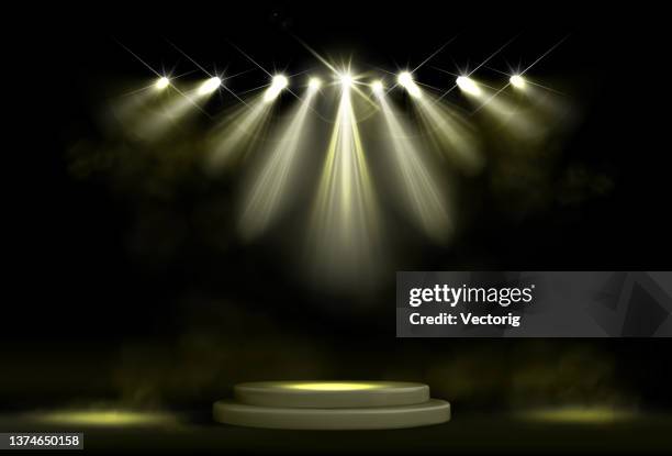 studio background with realistic podium spotlight - the variety club showbiz awards inside stock illustrations