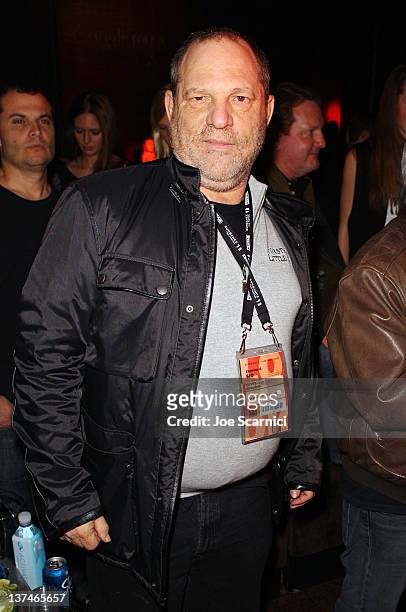Producer Harvey Weinstein attends T-Mobile presents Google Music at TAO, a nightlife event at the Sundance Film Festival, held at T-Mobile Google...