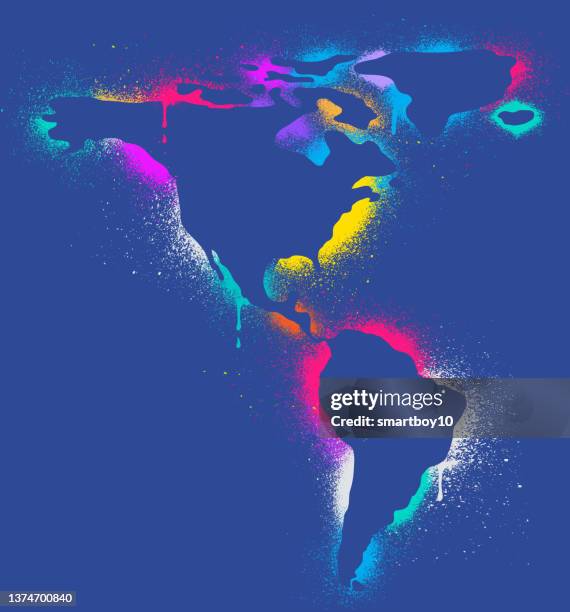 the americas map graffiti graphic - mexico wall stock illustrations