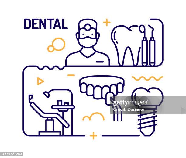 ilustrações de stock, clip art, desenhos animados e ícones de dental concept, line style vector illustration - escova progressiva