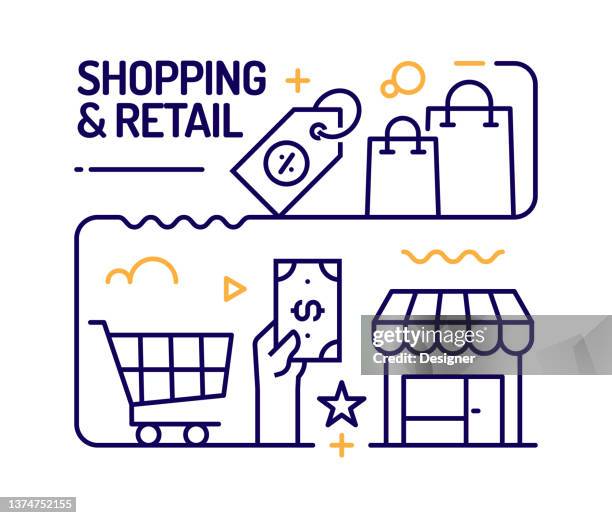 Retail Line Shopping And Retail Concept Line Style Vector Illustration High-Res ...