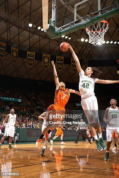 Baylor Brittney Griner in action, blocking shot vs Oklahoma State at Ferrell Center. Waco, TX 1/11/ 2012 CREDIT: Greg Nelson
