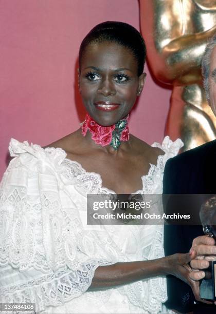 Actress Cicely Tyson poses at the Academy Awards ceremony which were held at the Dorothy Chandler Pavillion on March 28, 1977 in Los Angeles,...