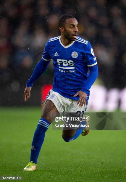 Ricardo Pereira of Leicester City in action during the Premier League match between Wolverhampton Wanderers and Leicester City at Molineux on...