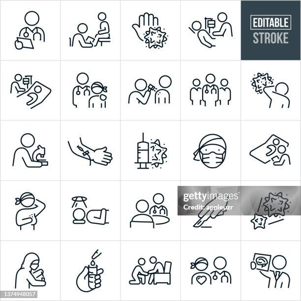 stockillustraties, clipart, cartoons en iconen met oncology thin line icons - editable stroke - straling