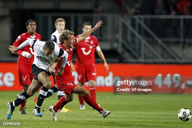 Adil Auassar of RKC Waalwijk and Willem Janssen of FC Twente during the Dutch Eredivisie match between FC Twente and RKC Waalwijk at the Grolsch...