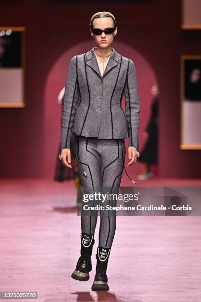 Model walks the runway during the Dior Womenswear Fall/Winter 2022-2023 show as part of Paris Fashion Week on March 01, 2022 in Paris, France.