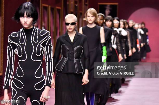 Model walks the runway during the Dior Ready to Wear Fall/Winter 2022-2023 fashion show as part of the Paris Fashion Week on March 1, 2020 in Paris,...